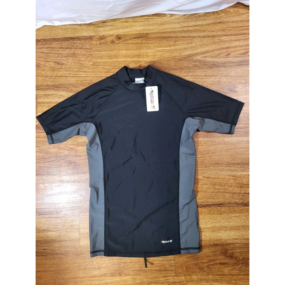 NWT Black Sporti UPF 50+ S/S Rash Guard Size Large